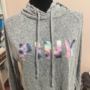 Vs Victorias Secret Pink Cozy Pullover Hoodie Sweater Top Dark Grey Tie Dye S